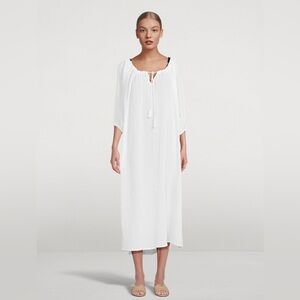 Vitamin A Costa Caftan Gauze Swim Cover Up Maxi Size Small White Beach Pool EUC